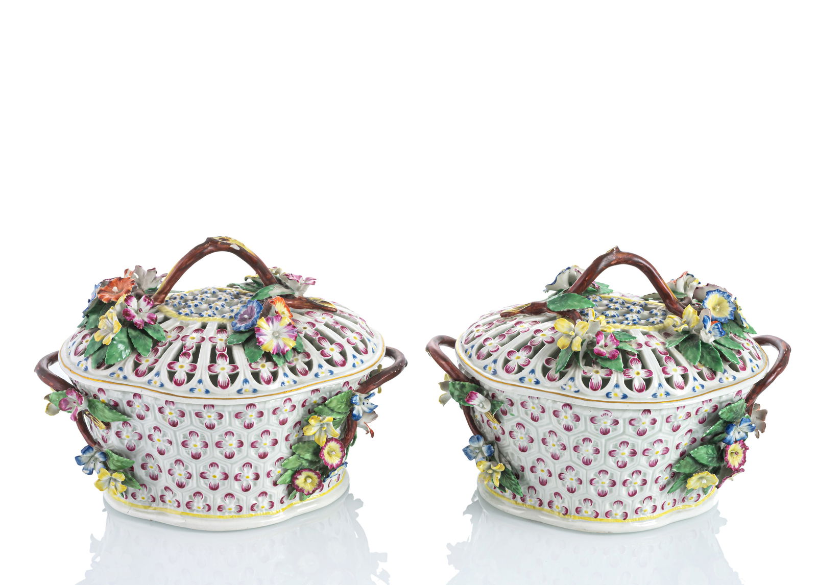 A PAIR OF EUROPEAN PORCELAIN CHESTNUT TUREENS AND COVERS - 2