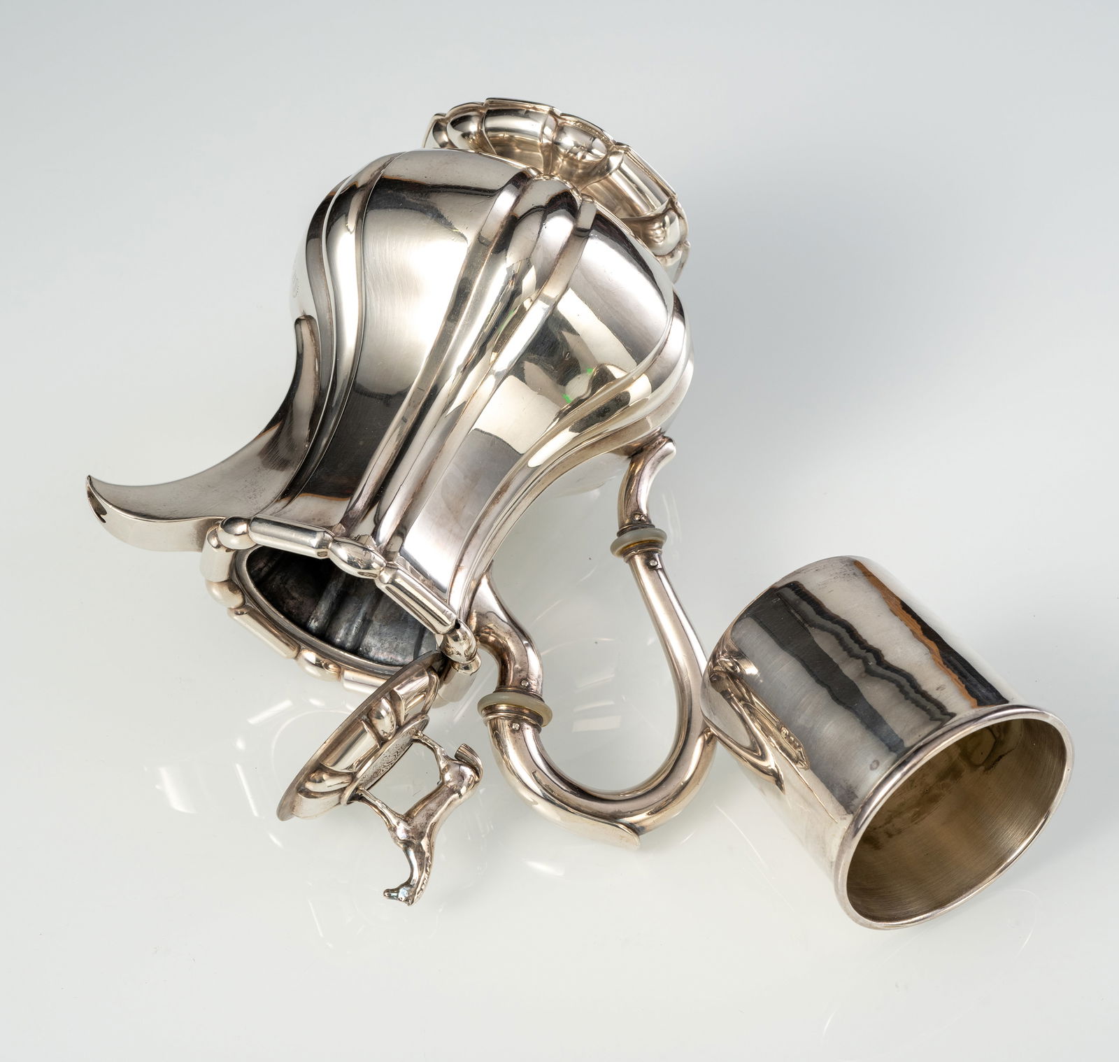 A COFFEE POT; CUTLERY PIECES AND A BEAKER - 6