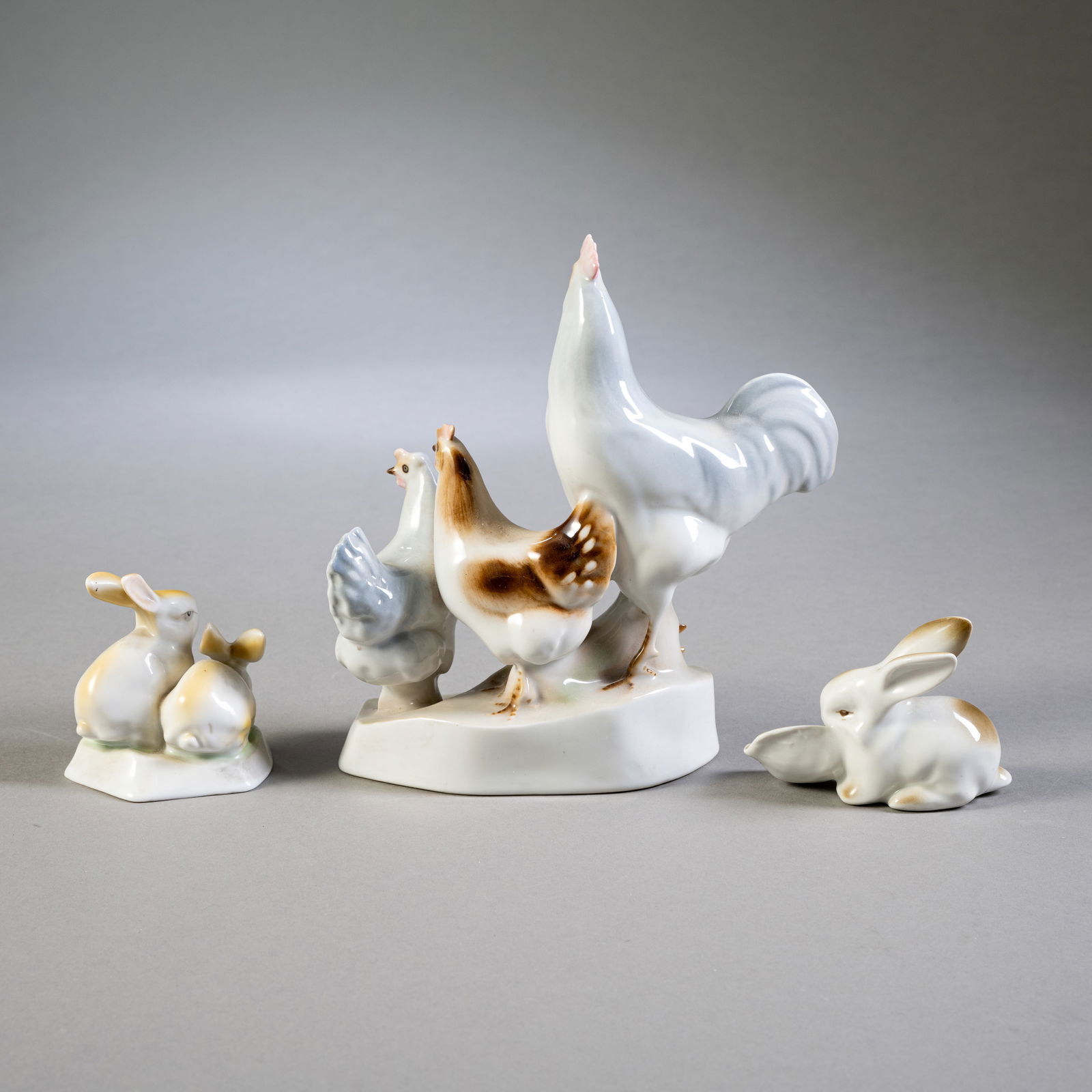 CHICKENS, TWO RABBITS AND HEDGEHOG - 2