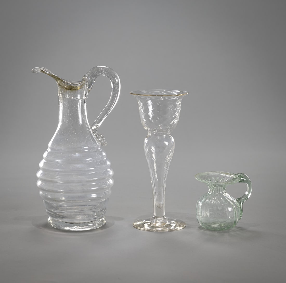 TWO SMALL JARS AND A GLASS VASE - 2