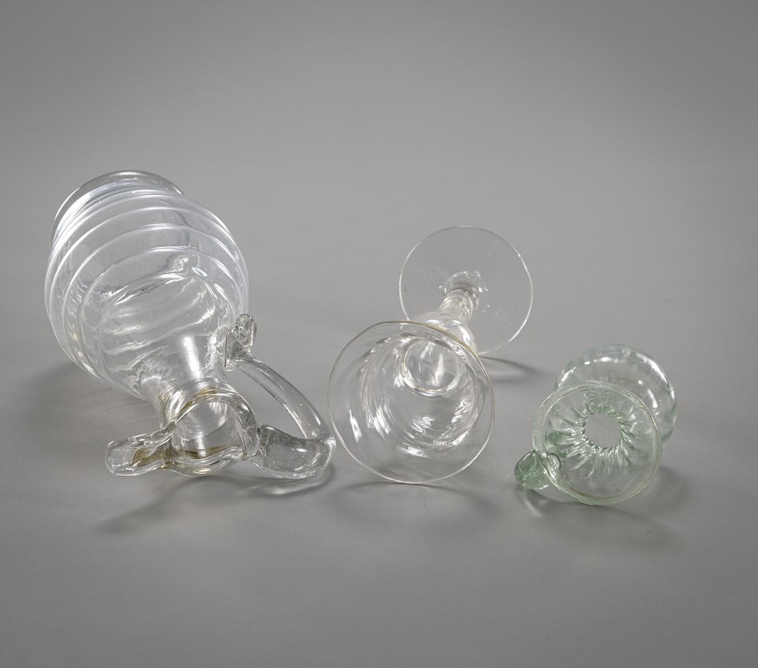 TWO SMALL JARS AND A GLASS VASE - 3