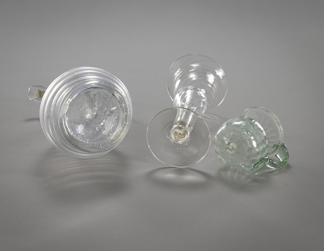 TWO SMALL JARS AND A GLASS VASE - 4