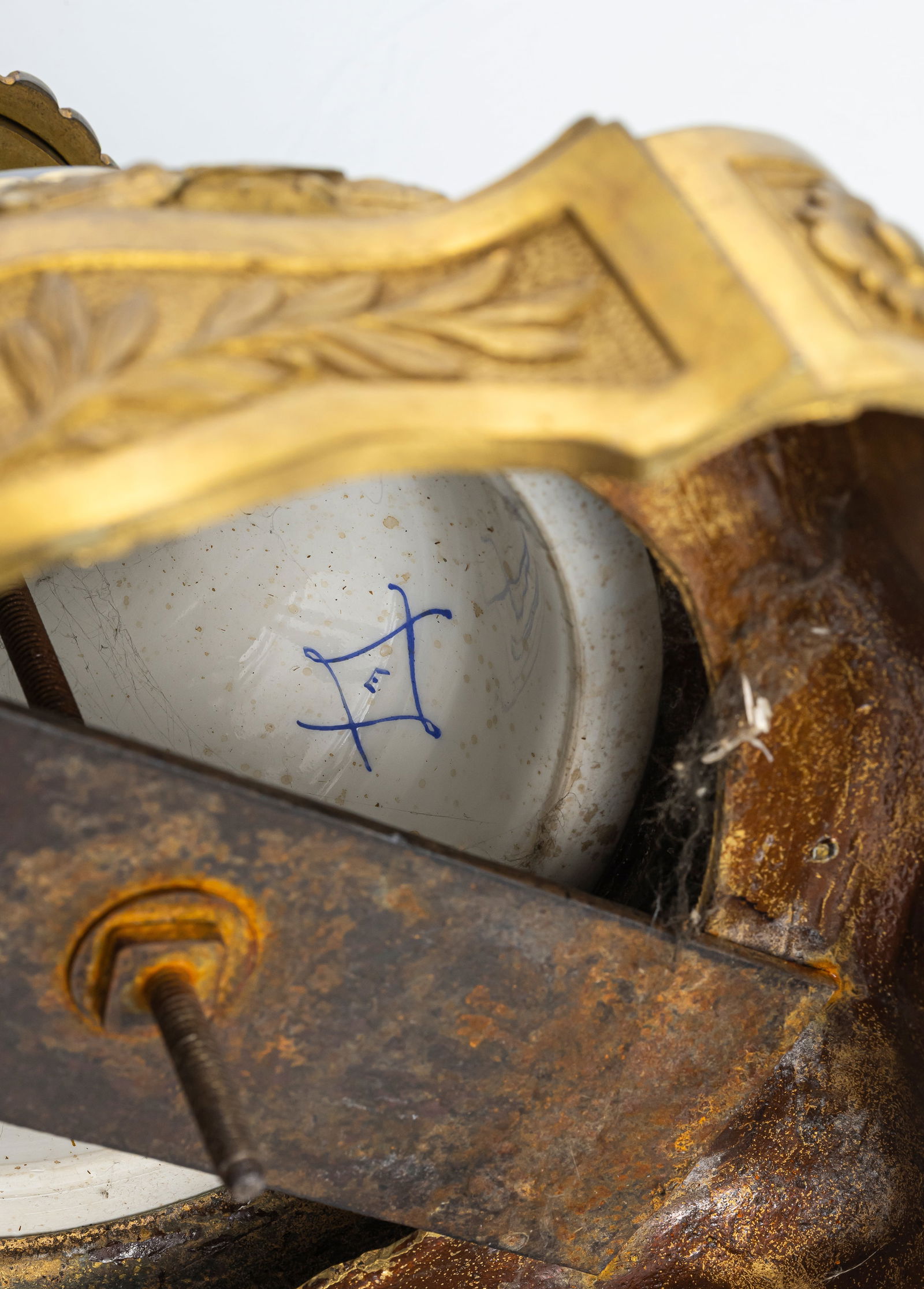 A LARGE GILTBRASS MOUNTED BLUE FOND VASE AND COVER - 4