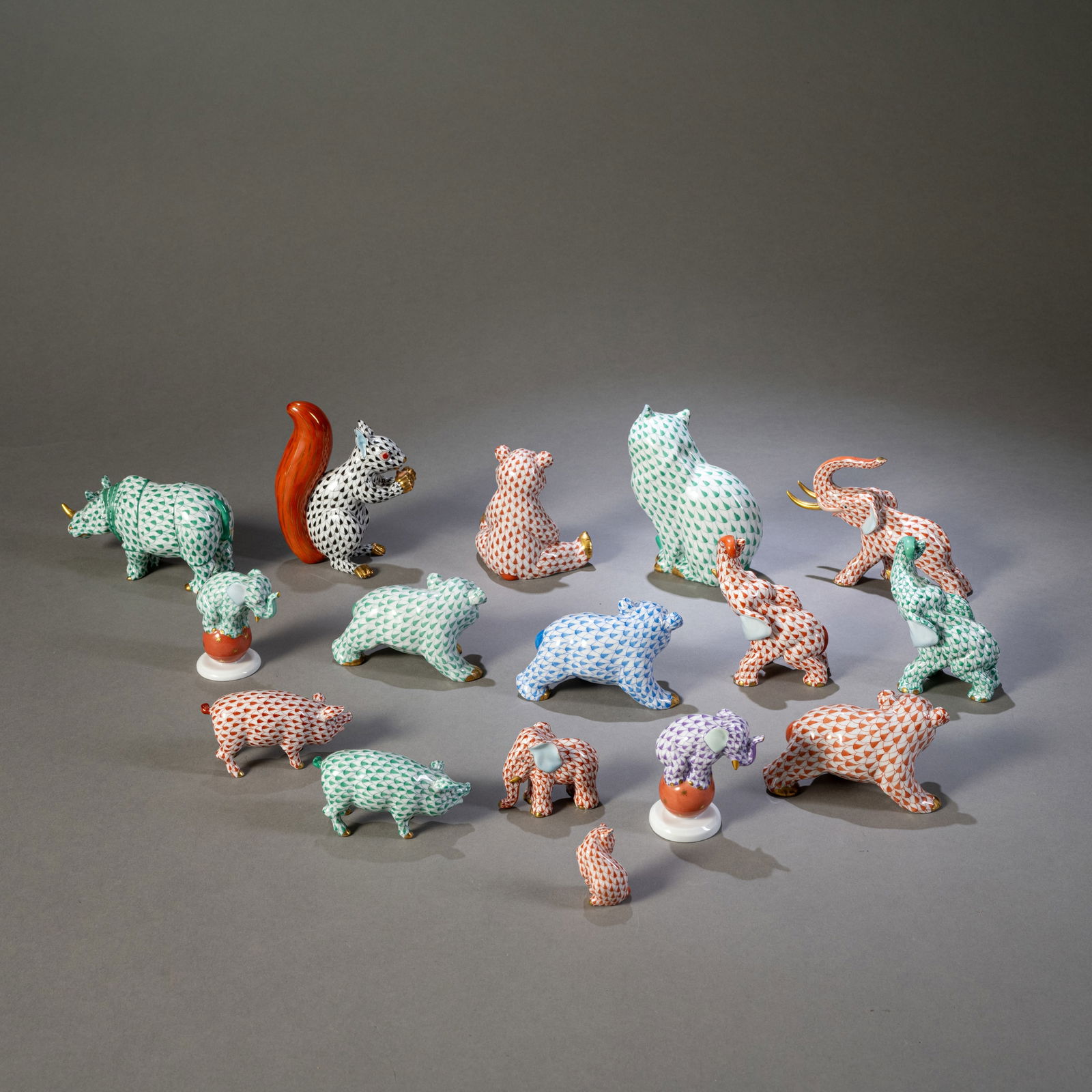 16 POLYCHROME PAINTED PORCELAIN ANIMALS - 2