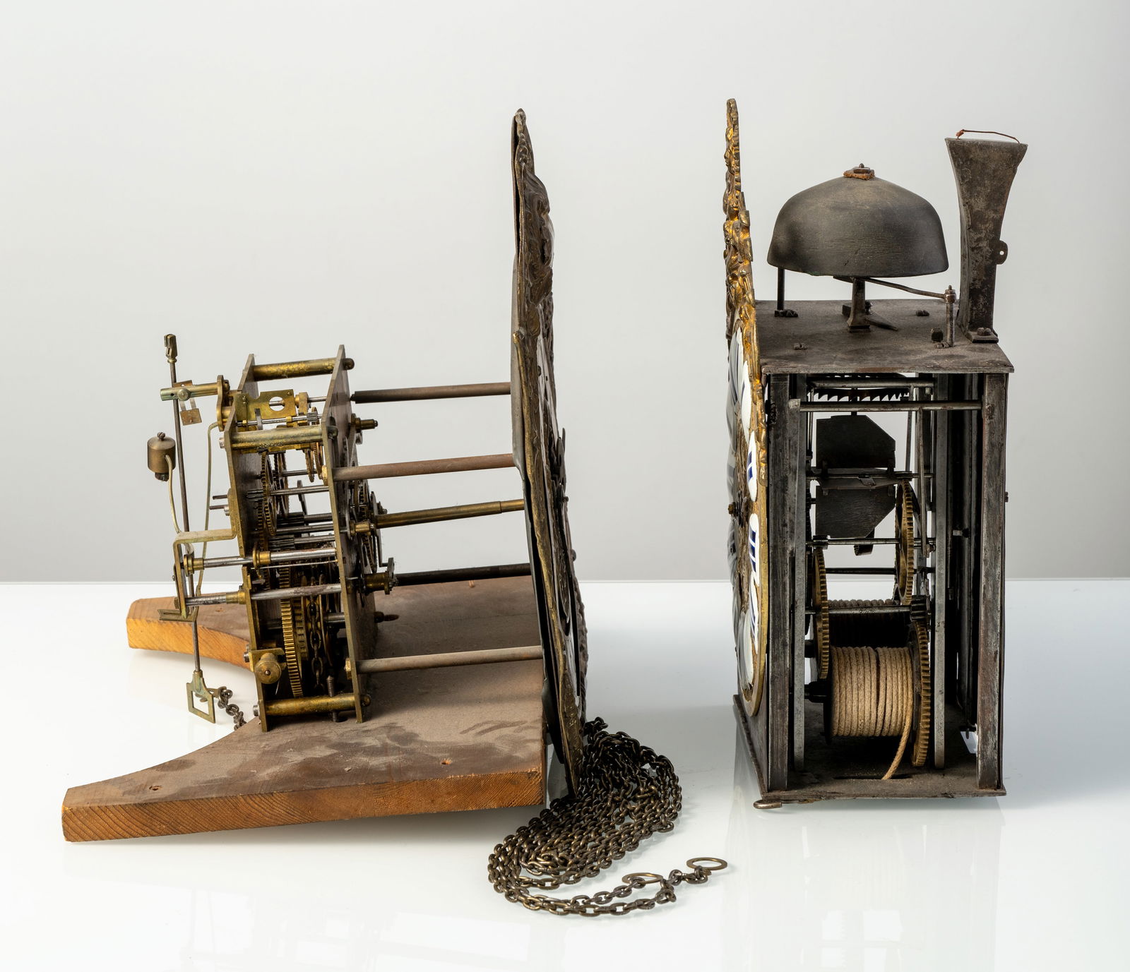 A WALL CLOCK AND A CLOCKWORK FOR LONG CASE CLOCKS - 4