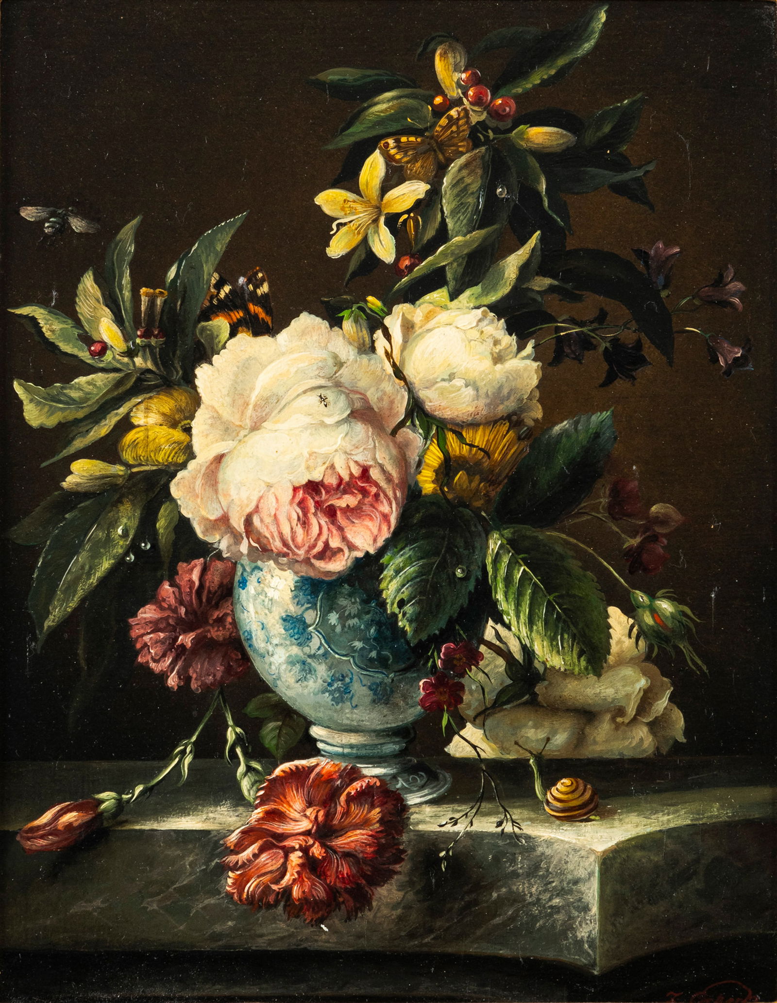 Osbeck, Josef: Osbeck, Josef 1898 - 1938 30 x 24 cm Still life of flowers. Oil/panel, signed.Osbeck, Josef 1898 - 1938 30 x 24 cm Blumenstilleben. Öl/Holz, signiert.