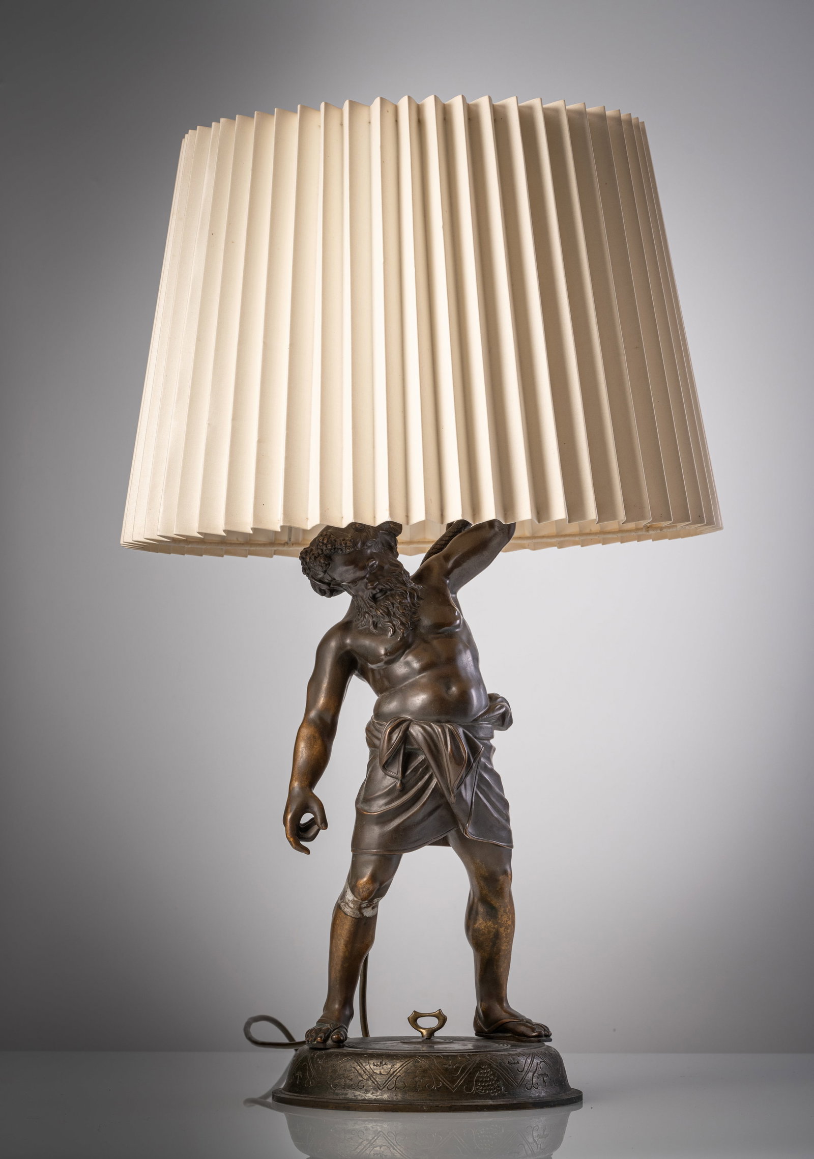 A BRONZE TABLE LAMP WITH THE POMPEIAN SILENUS - 3