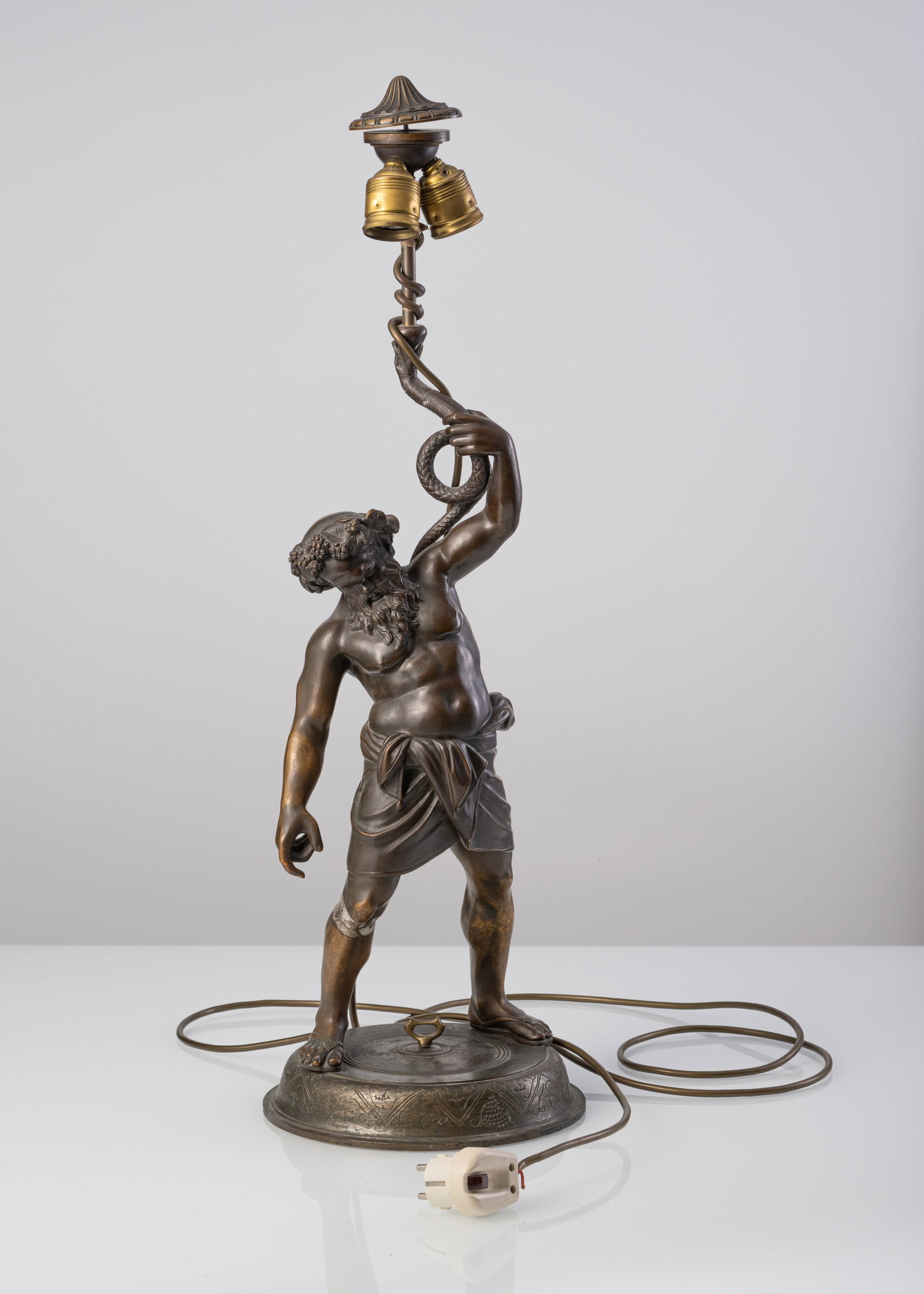 A BRONZE TABLE LAMP WITH THE POMPEIAN SILENUS - 4
