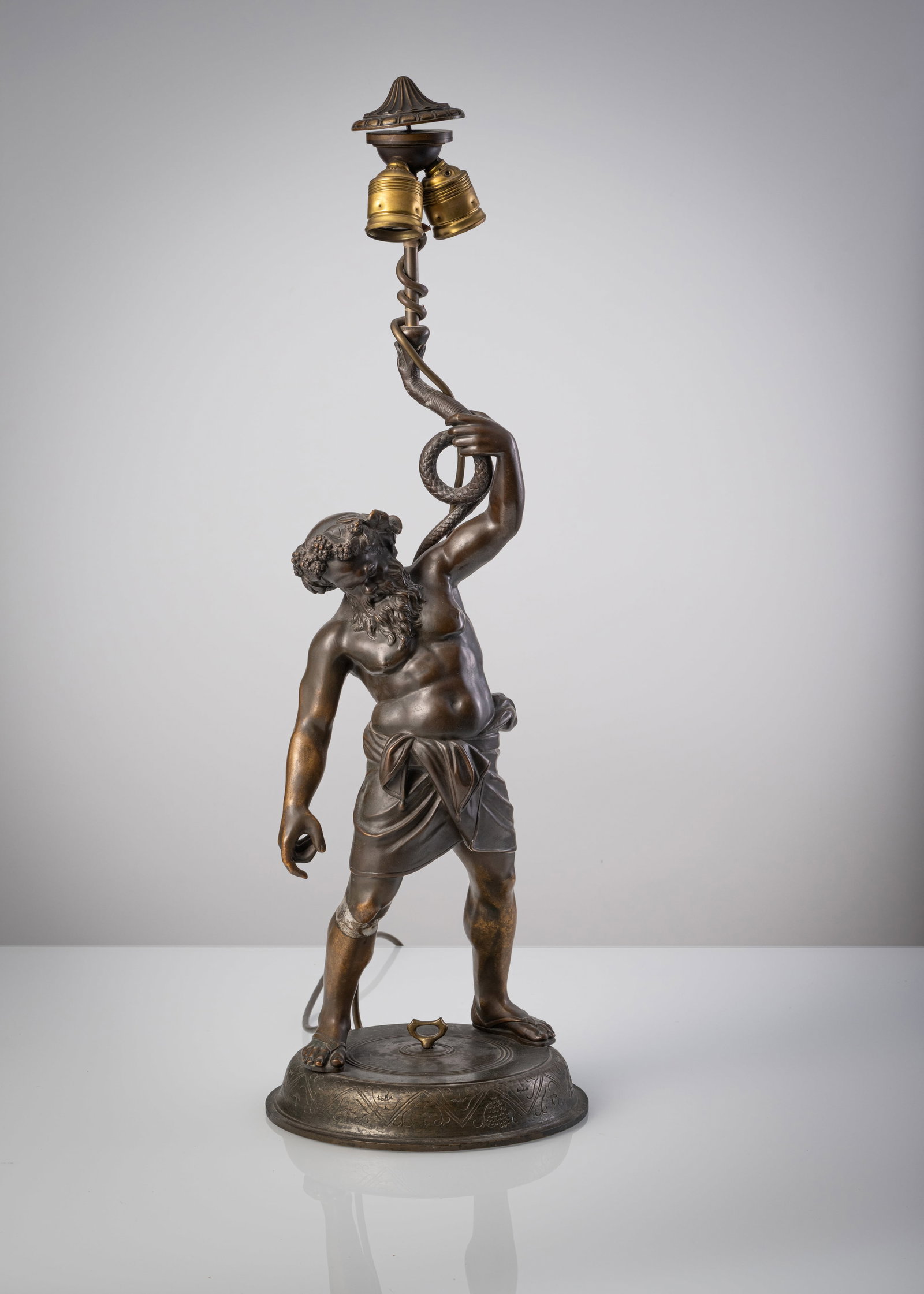 A BRONZE TABLE LAMP WITH THE POMPEIAN SILENUS - 5