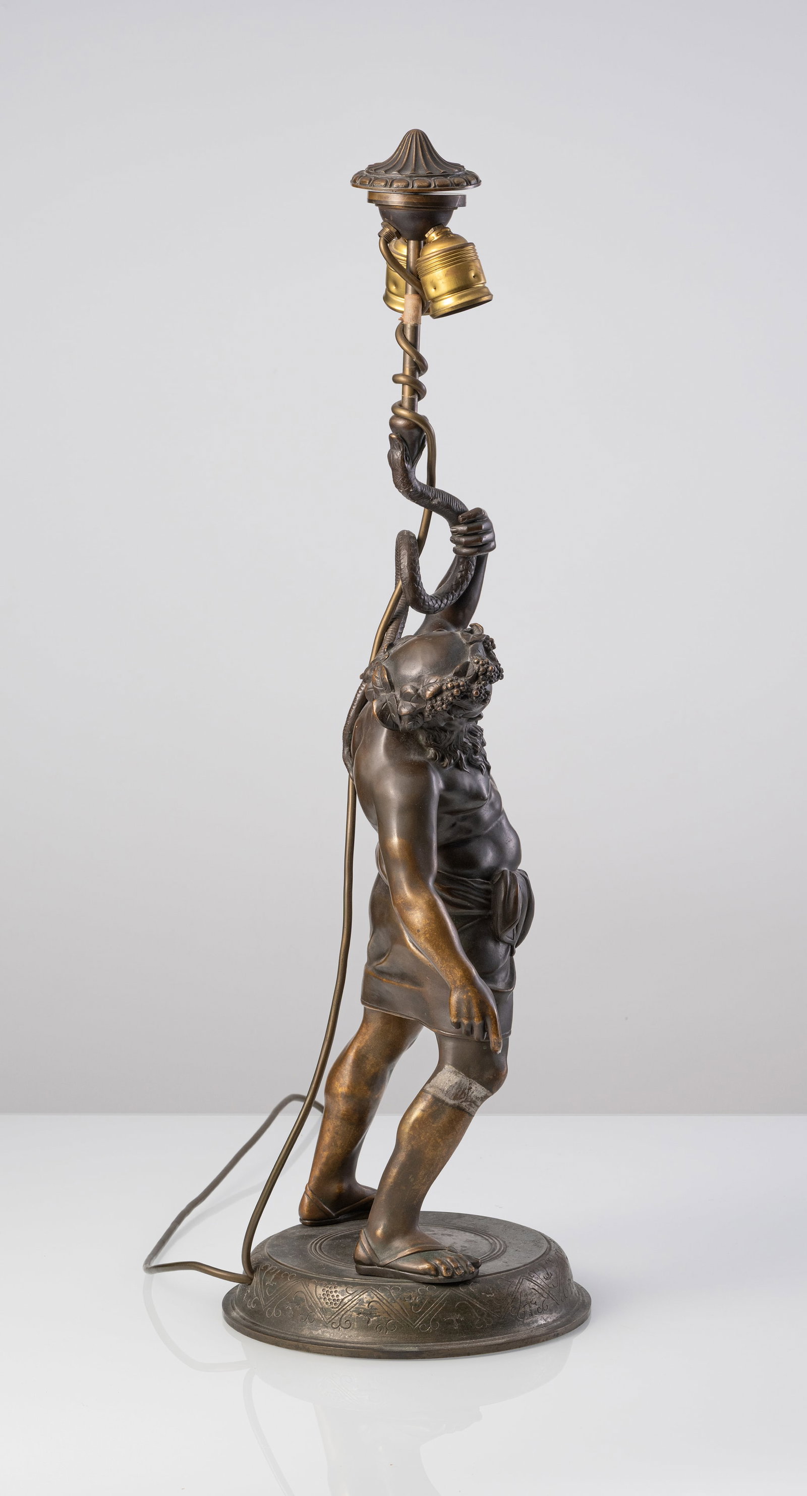 A BRONZE TABLE LAMP WITH THE POMPEIAN SILENUS - 6