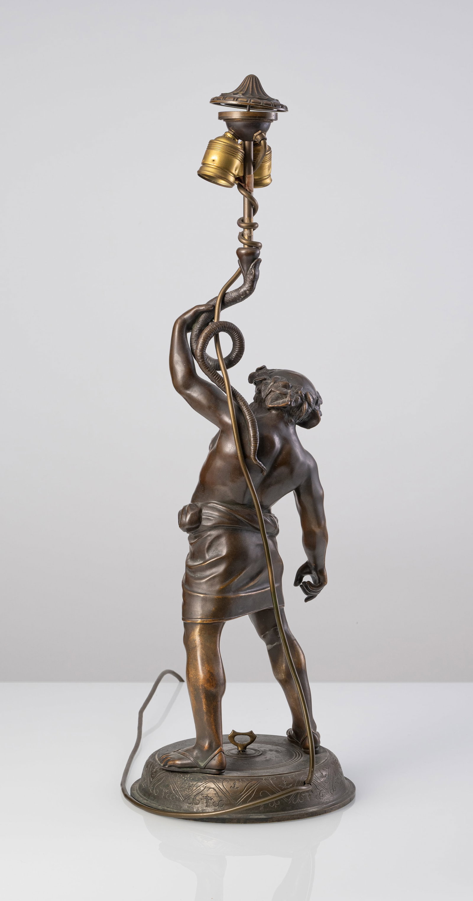 A BRONZE TABLE LAMP WITH THE POMPEIAN SILENUS - 7