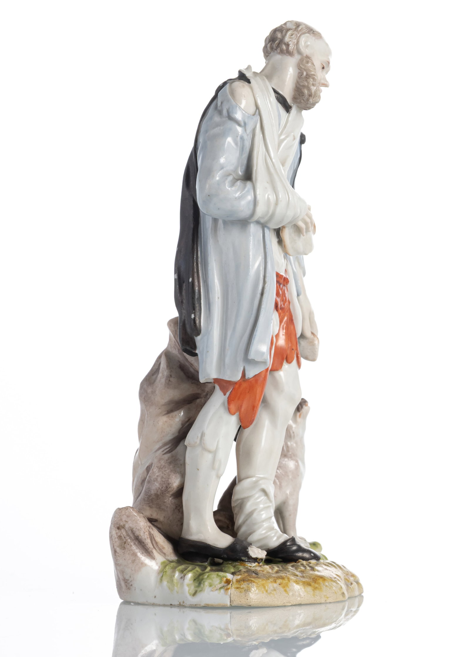 A LUDWIGSBURG FIGURE OF A BEGGAR WITH DOG - 4