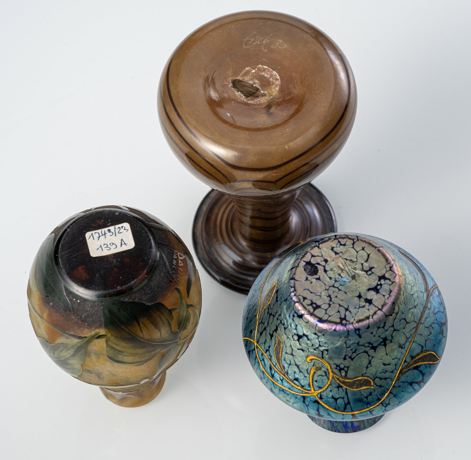 THREE SMALL GLASS VASES - 4