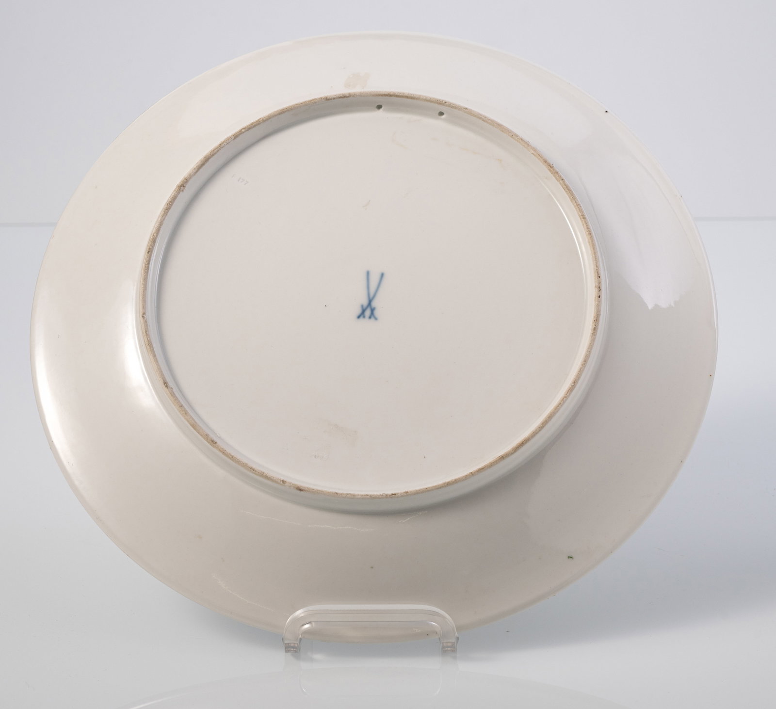 A LARGE MEISSEN ROUND DISH PAINTED WITH PAN IN A LANDSCAPE - 2