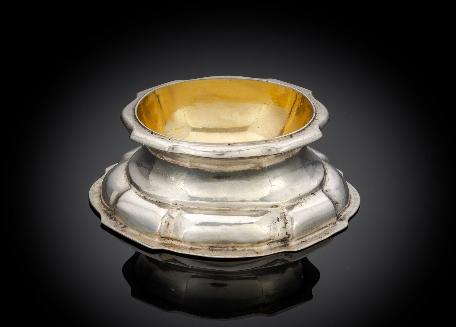 A PARCIAL GILT SALT CELLAR - 2
