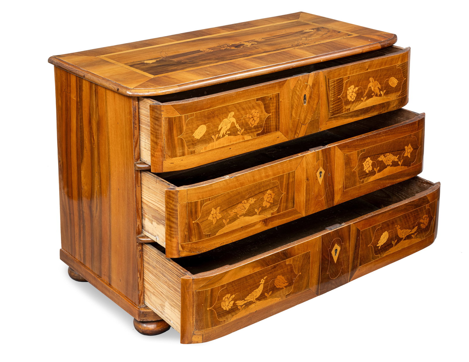 A SOUTH GERMAN WALNUT AND FRUITWOOD COMMODE - 2