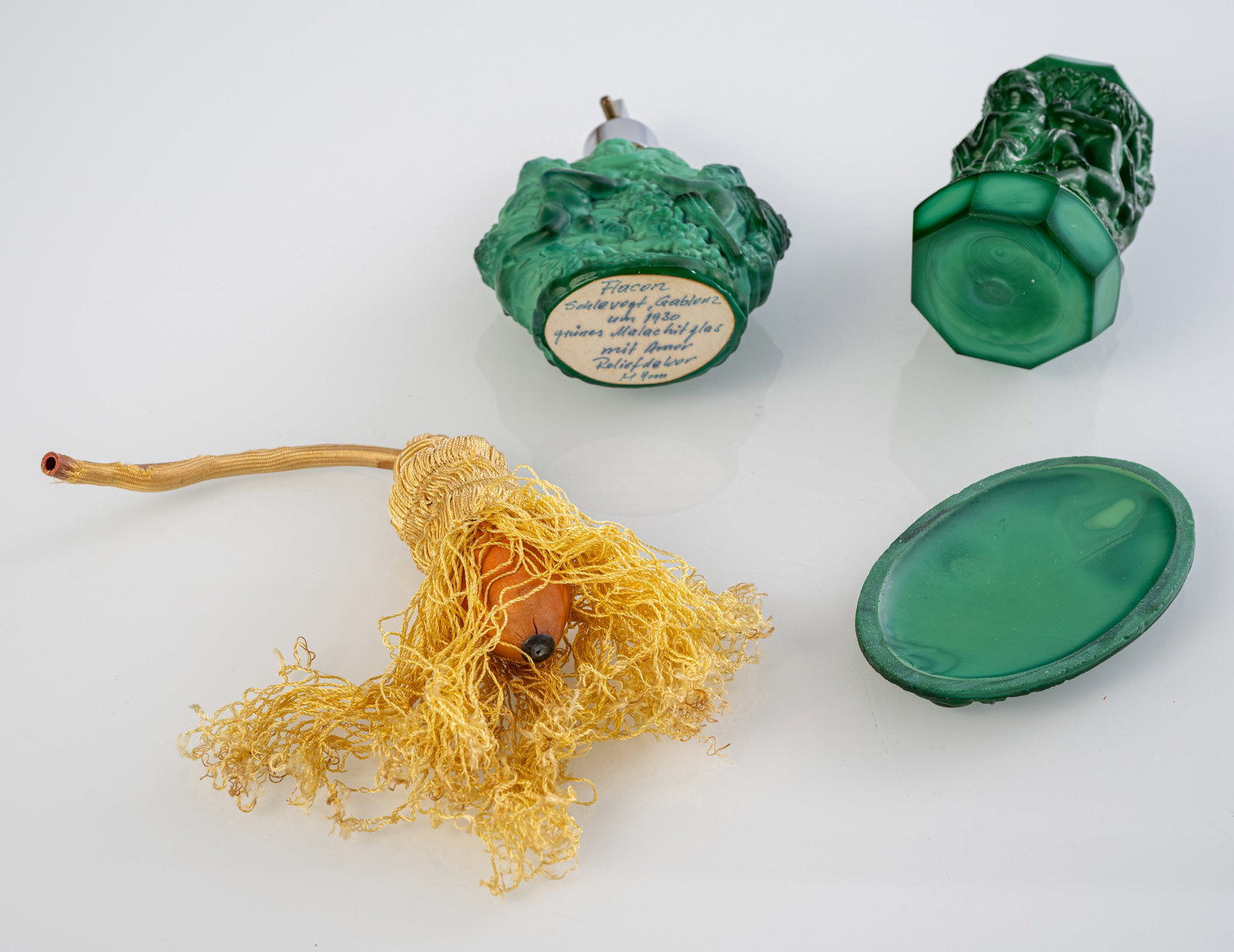 A SCENT BOTTLE, A VASE AND A COVER - 3