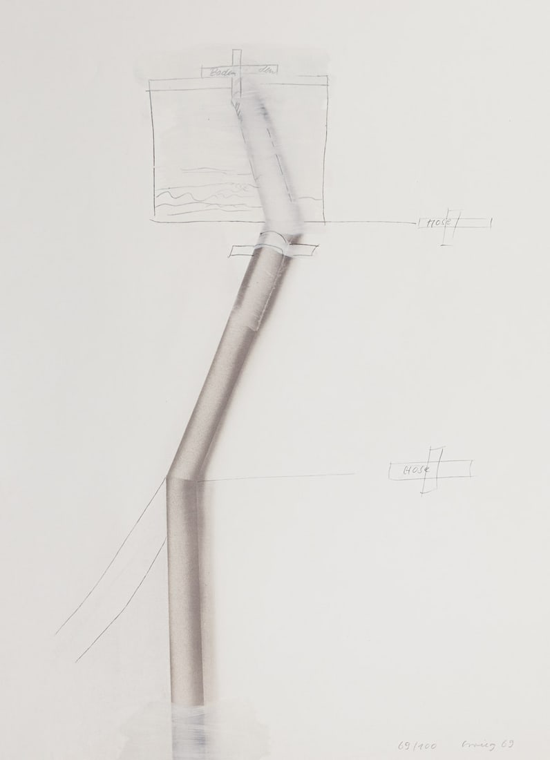 Krieg, Dieter: Krieg, Dieter Lindau/Bodensee, 1937 - Quadrat-Ichendorf, 2005 Je 88 x 62,5 cm, o. R. 2 works: Untitled, 1969. Silkscreen print on paper. Signed, dated and numbered 66/100, 69/100. Private property,
