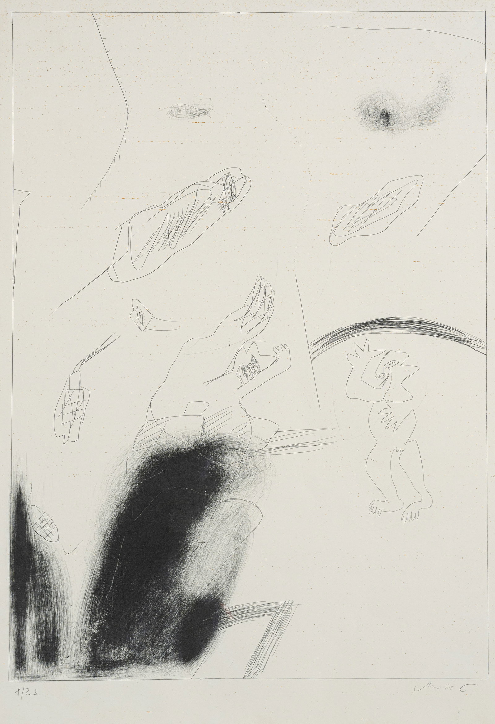 Antes, Horst: Antes, Horst Heppenheim, 1936 Blattgröße: 58 x 39,5 cm, R. "Offsetgravüre I", 1960. Offset gravure on cardboard. Signed and numbered 8/23. Lutze, 66. Private collection,