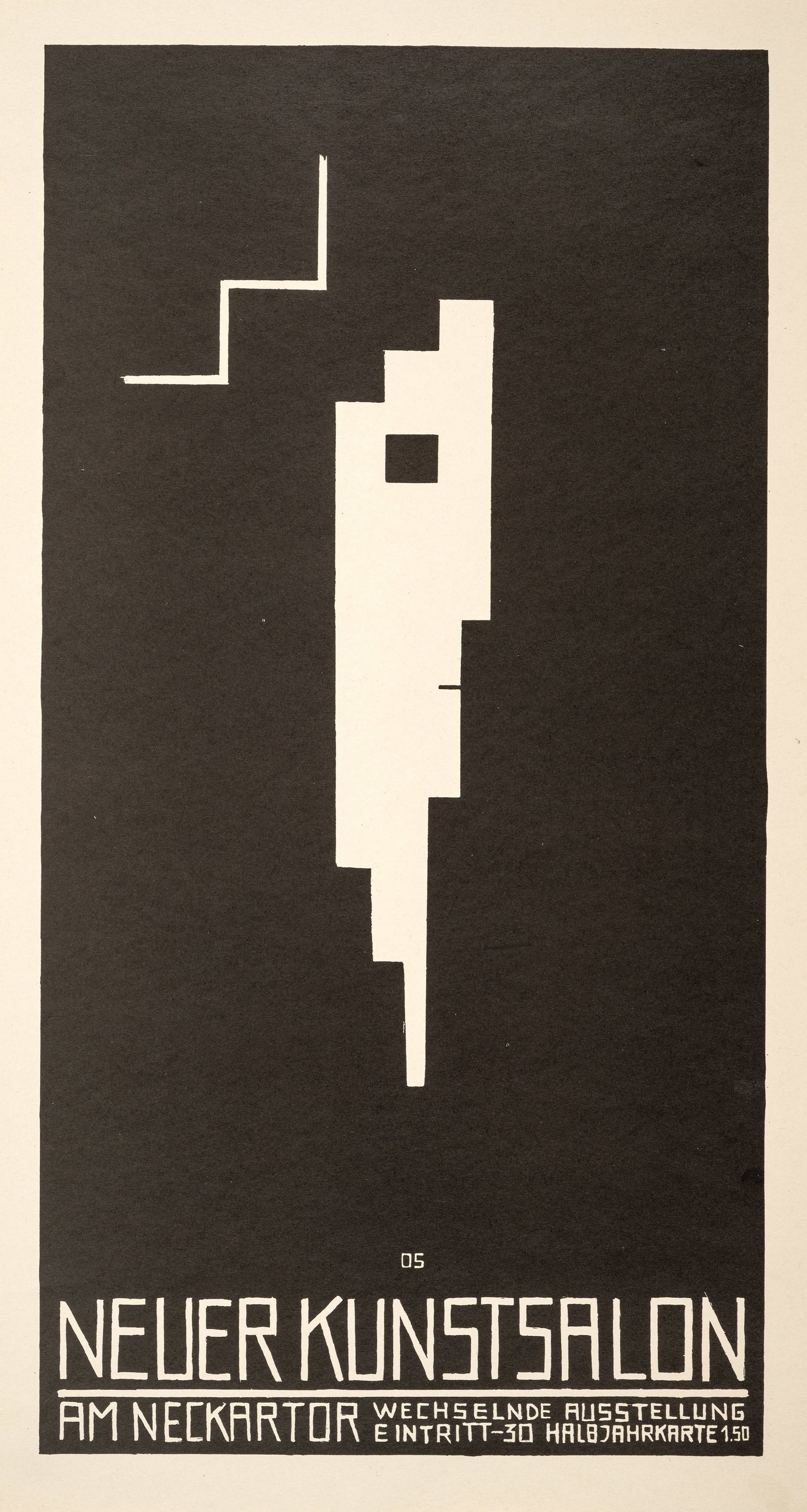 Schlemmer, Oskar: Schlemmer, Oskar Stuttgart, 1888 - Baden-Baden, 1943 Blattgröße: 57 x 31 cm; 52,5 x 27 cm, o. R. "Neuer Kunstsalon am Neckartor". Offset lithograph on paper. Numbered 174/600 on the reverse