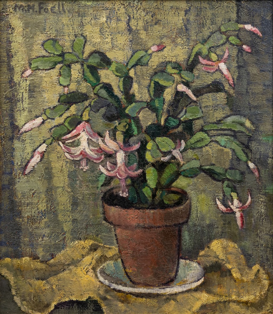 Hiller-Foell, Maria: Hiller-Foell, Maria Odessa, 1880 - Stuttgart, 1943 40 x 35 cm, R. Christmas cactus. Oil on canvas. Signed in oil in the upper left and inscribed on the reverse with the work number 576. Private