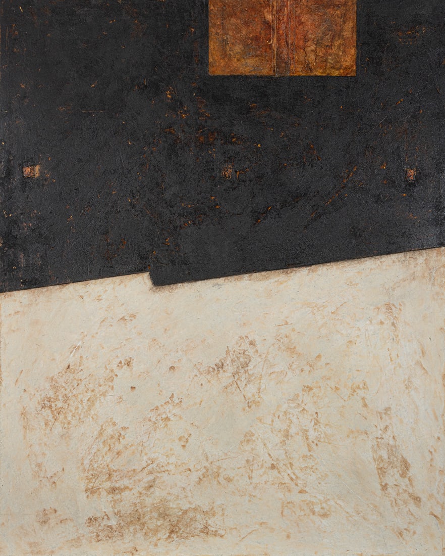 Bachmeier, Waldemar: Bachmeier, Waldemar Höchstadt a.d. Aisch, 1956 100 x 80 x 6 cm "Nachtstück", 1992. Mixed media on wood. Signed, dated and with artist's label on the reverse. Private collection,