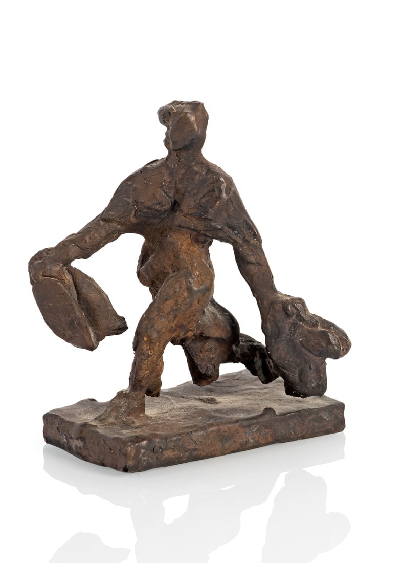 Seemann, Karl-Henning: Seemann, Karl-Henning Wismar, 1934 - Löchgau, 2023 H. 9 cm Hurrying shopper. Bronze with brown patina, on a bronze base. Monogrammed, inscribed and numbered “A 4/11” on the
