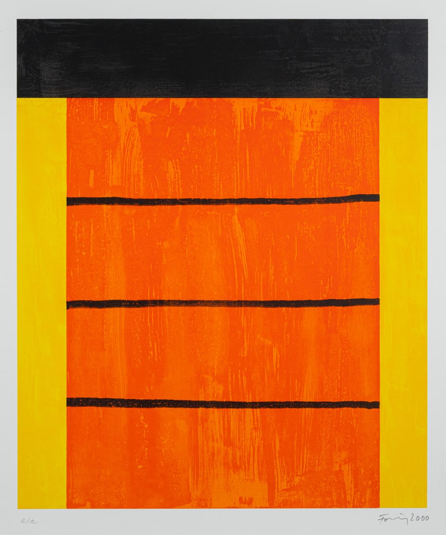 Förg, Günther: Förg, Günther Füssen, 1952 - Freiburg i. Br., 2013 50 x 42 cm, R. Untitled, 2000. Lithograph on wove paper from "Erker Suite 2000". Signed, dated and marked "e/a". Dry stamp: Erker