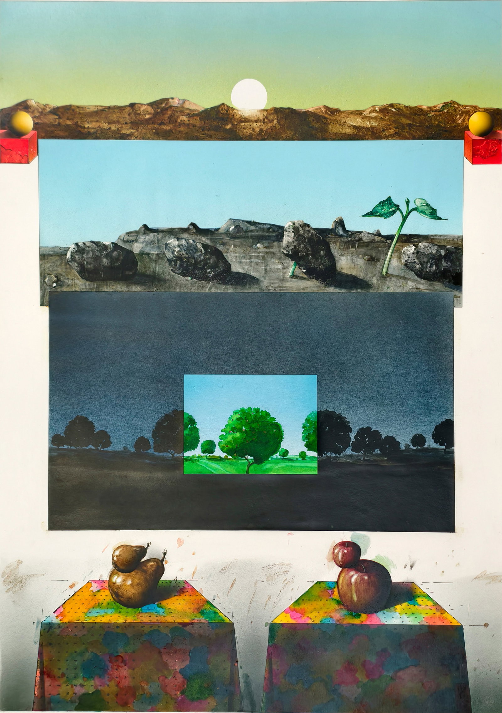 Edelmann, Heinz: Edelmann, Heinz Aussig, 1934 - Stuttgart, 2009 89 x 67,3 cm, o. R. Untitled, c. 1980. Mixed media with collage on cardboard. Corporate collection, Germany. Edelmann, Heinz Aussig, 1934 - Stuttgart,