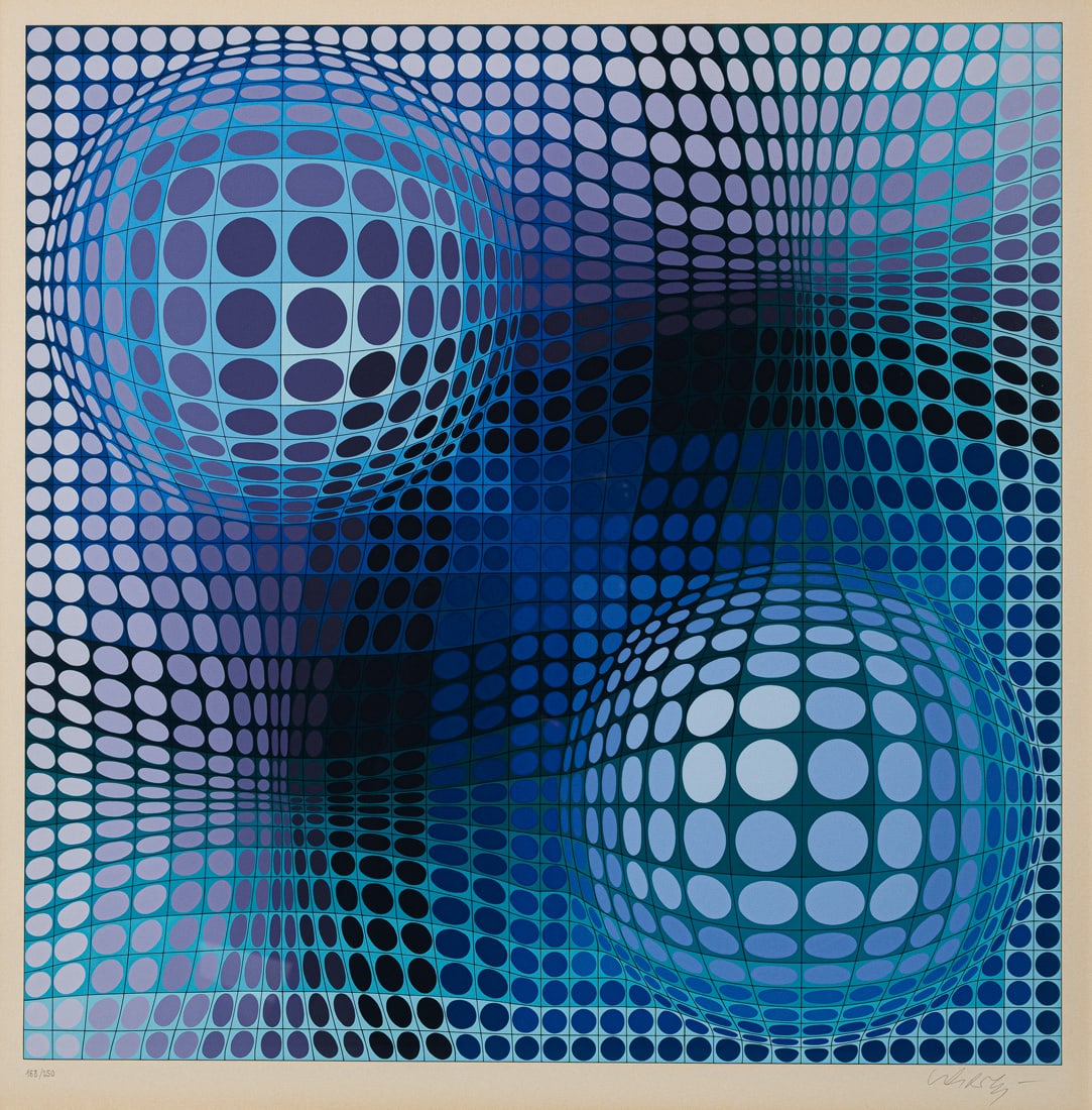 Vasarely, Victor: Vasarely, Victor Pécs/Ungarn, 1906 - Paris, 1997 64,5 x 64,5 cm, R. Untitled. Silkscreen print on strong paper. Signed in pencil at the lower right and numbered 168/250 at the lower left.