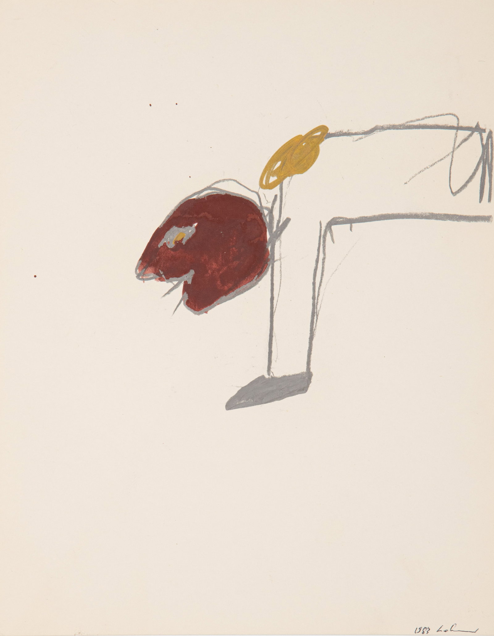 Lehnerer, Thomas: Lehnerer, Thomas München, 1955 - 1995 26,8 x 21 cm, o. R. Untitled, 1983. Mixed media on paper. Signed and dated. Collection Jürgen H. Meyer, Düsseldorf. Lehnerer, Thomas München,