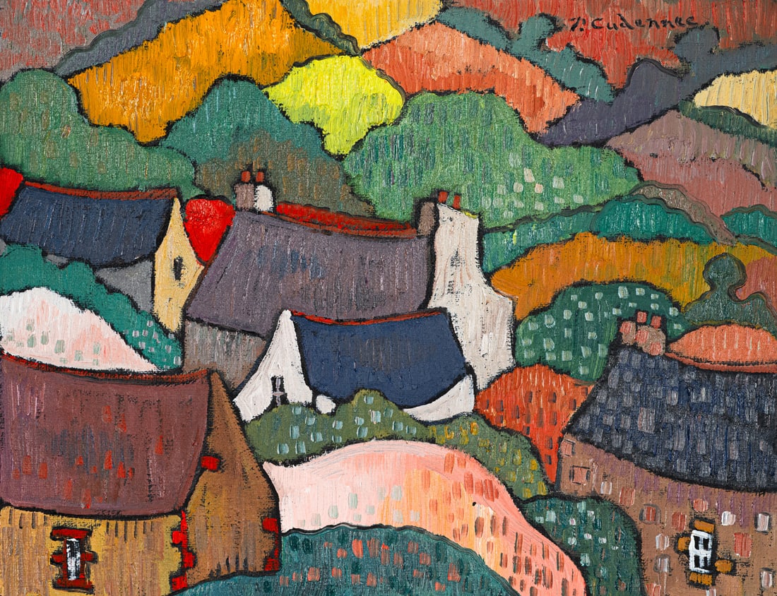 Cudennec, Patrice: Cudennec, Patrice Saint Brieuc, 1952 27 x 35 cm, R. "Lumiere Douce au village", 2008. Oil on canvas. Signed upper right and dated on the reverse of the stretcher "June 2008". Studio of the artist.
