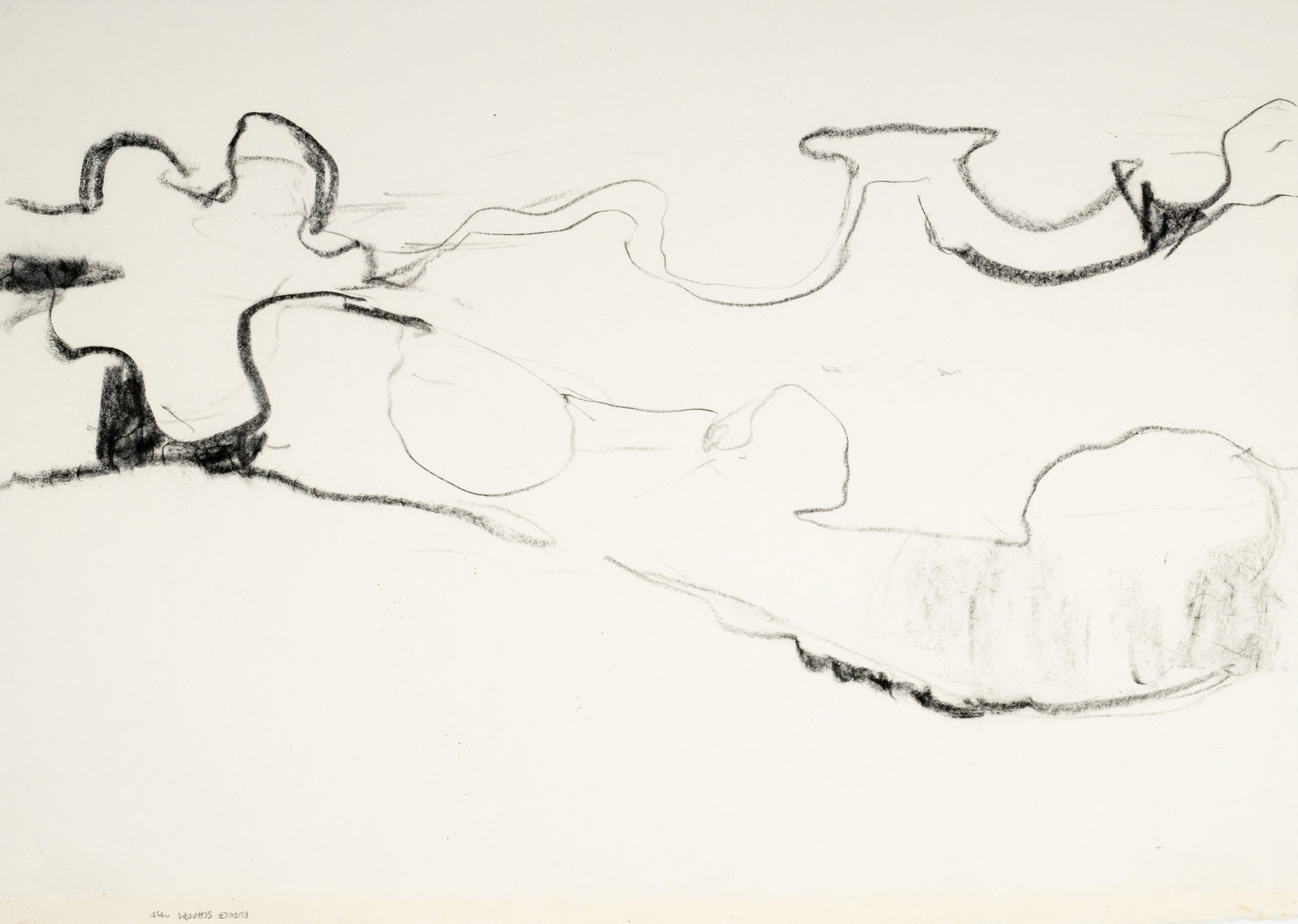 Schoofs, Rudolf: Schoofs, Rudolf Goch, 1932 - Stuttgart, 2009 Blattgröße: 52,5 x 73,5 cm, o. R. Untitled, 1995. Charcoal on Japanese paper. Signed and dated. Collection, Nordrhein-Westfalen. Schoofs, Rudolf
