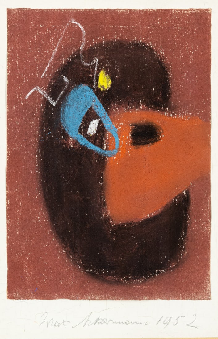 Ackermann, Max: Ackermann, Max Berlin, 1887 - Unterlengenhardt, 1975 15,5 x 10,5 cm, R. Untitled, 1952. Pastel on handmade paper, mounted on a backing board. Signed and dated in pencil on the lower part of the