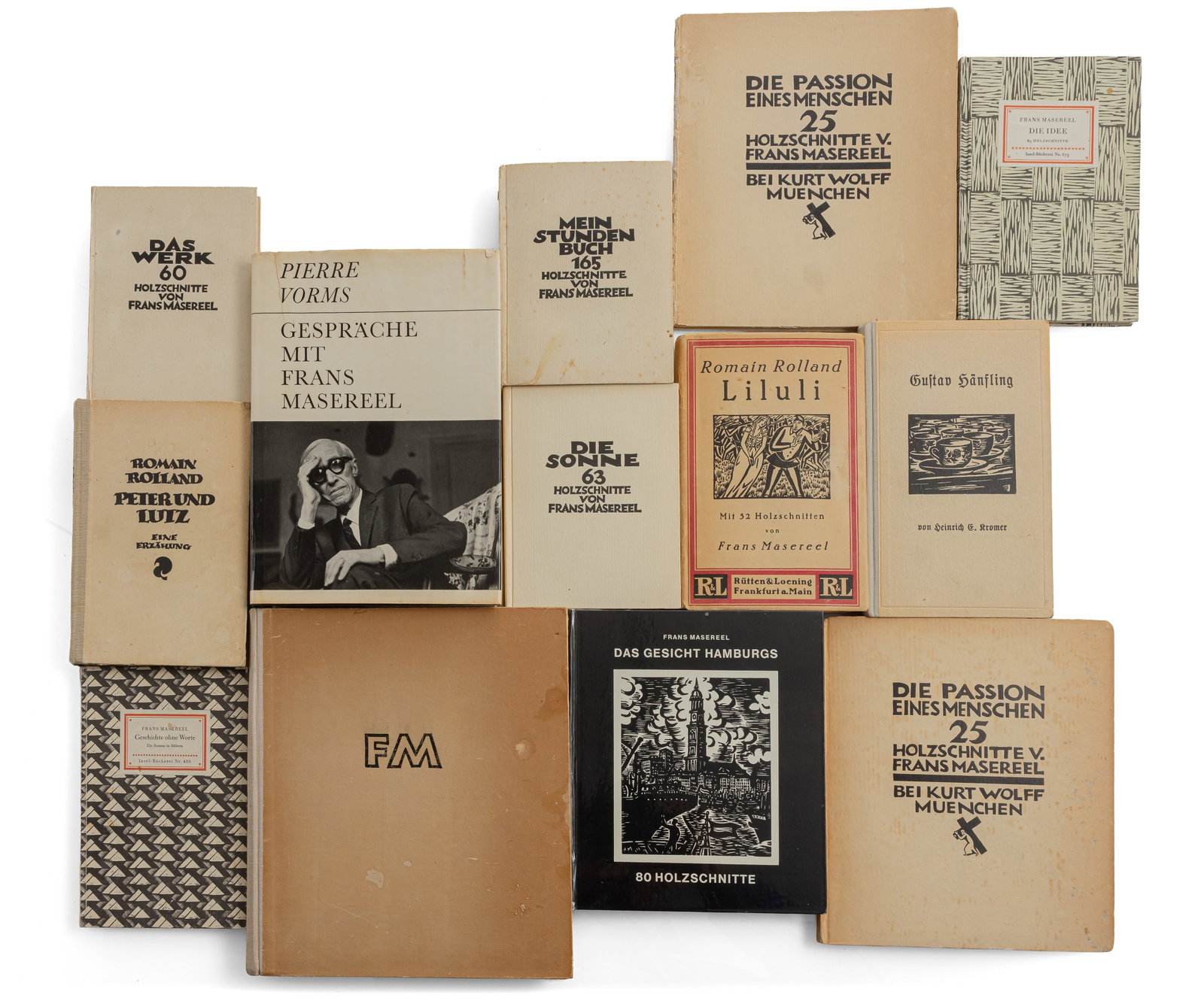 Masereel, Frans: Masereel, Frans Blankenberghe, 1889 - Avignon, 1972 Versch. 13 books, i. a. "Die Passion eines Menschen", 1924; "Die Sonne", 1926; "Mein Stundenbuch", 1927; "Das Werk", 1928; "Geschichte ohne Worte",