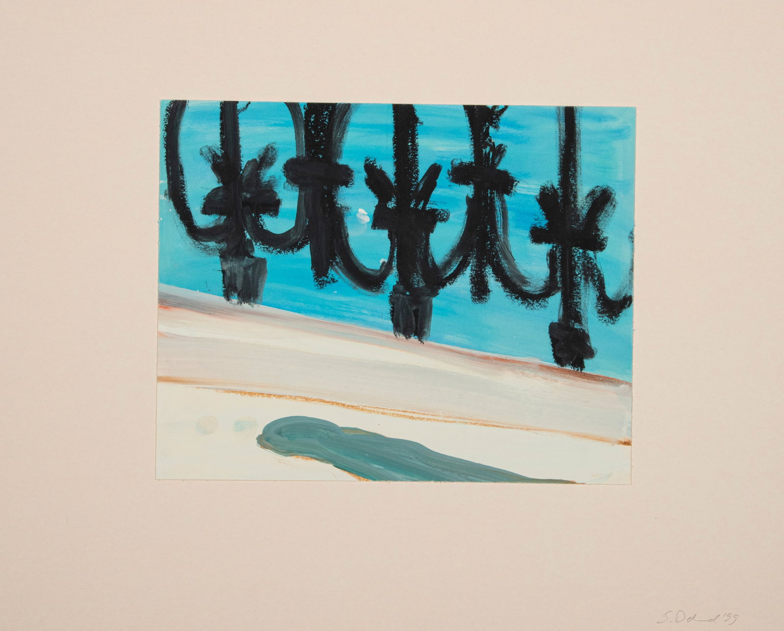 Dehnel, Sabine: Dehnel, Sabine Ludwigshafen am Rhein, 1971 22,7 x 28,5 cm, o. R. Untitled, 1999. Tempera on cardboard. Signed and dated on the reverse, as well as signed and dated on the backing cardboard. Private