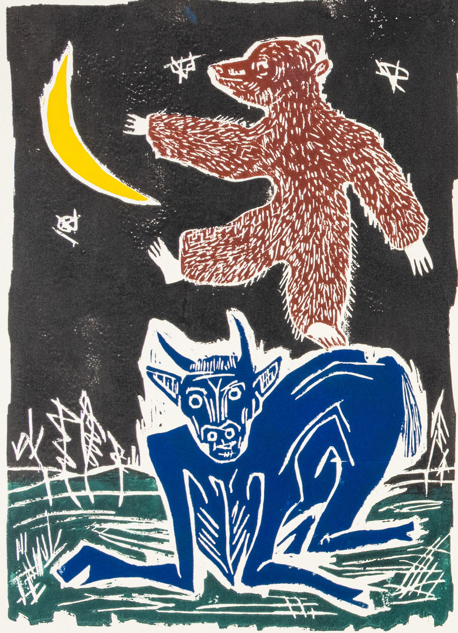 Portfolio: "Bulle und Bär", 1999: Portfolio: "Bulle und Bär", 1999 Versch., o. R. Series of 6 graphic works by Thomas Virnich, Ulrike Zilly, Hartmut Neumann, Herbert Koller, Robert Hartmann and Werner Reuber. All signed, dated