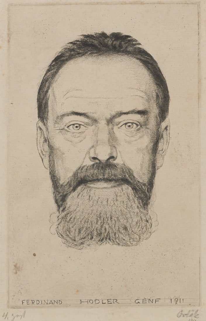 Orlik, Emil: Orlik, Emil Prague, 1870 - Berlin, 1932 20,5 x 12,5 cm, R. "Ferdinand Hodler", 1911. Etching on wove paper. Signed, dated and inscribed "4. Zust.". Voss-Andreae, R 199a. Private property,