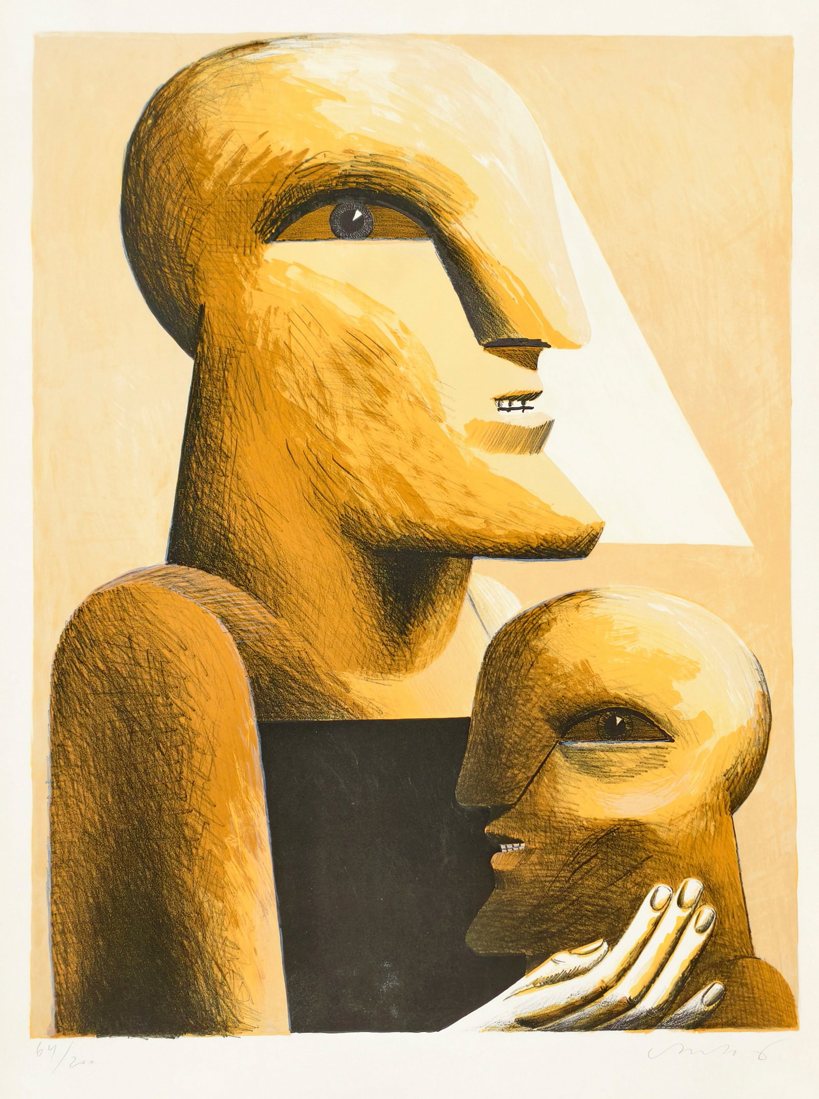 Antes, Horst: Antes, Horst Heppenheim, 1936 Blattgröße: 75 x 56 cm, o. R. "Doppelporträt Groß und Klein", 1976. Lithograph on wove paper. Signed and numbered 64/200. Lutze, 776. Corporate