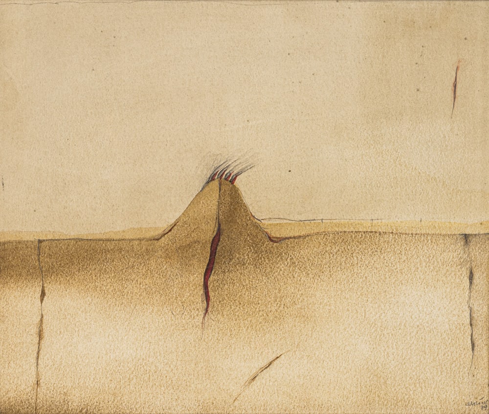 Schreiner, Hans: Schreiner, Hans Bad Friedrichshall, 1930 - 2018 23,5 x 28 cm, R. Untitled, 1979. Watercolour and pencil on wove paper. Signed and dated in pencil lower right. Private property,