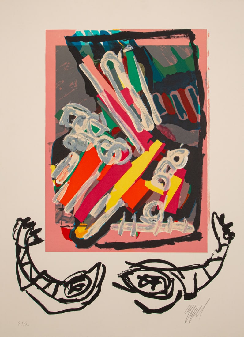 Appel, Karel: Appel, Karel Amsterdam, 1921 - Zürich, 2006 Blattgröße: 76 x 56 cm, o. R. Untitled. Lithograph on wove paper. Signed in pencil at the lower right and numbered 42/75 at the lower left.