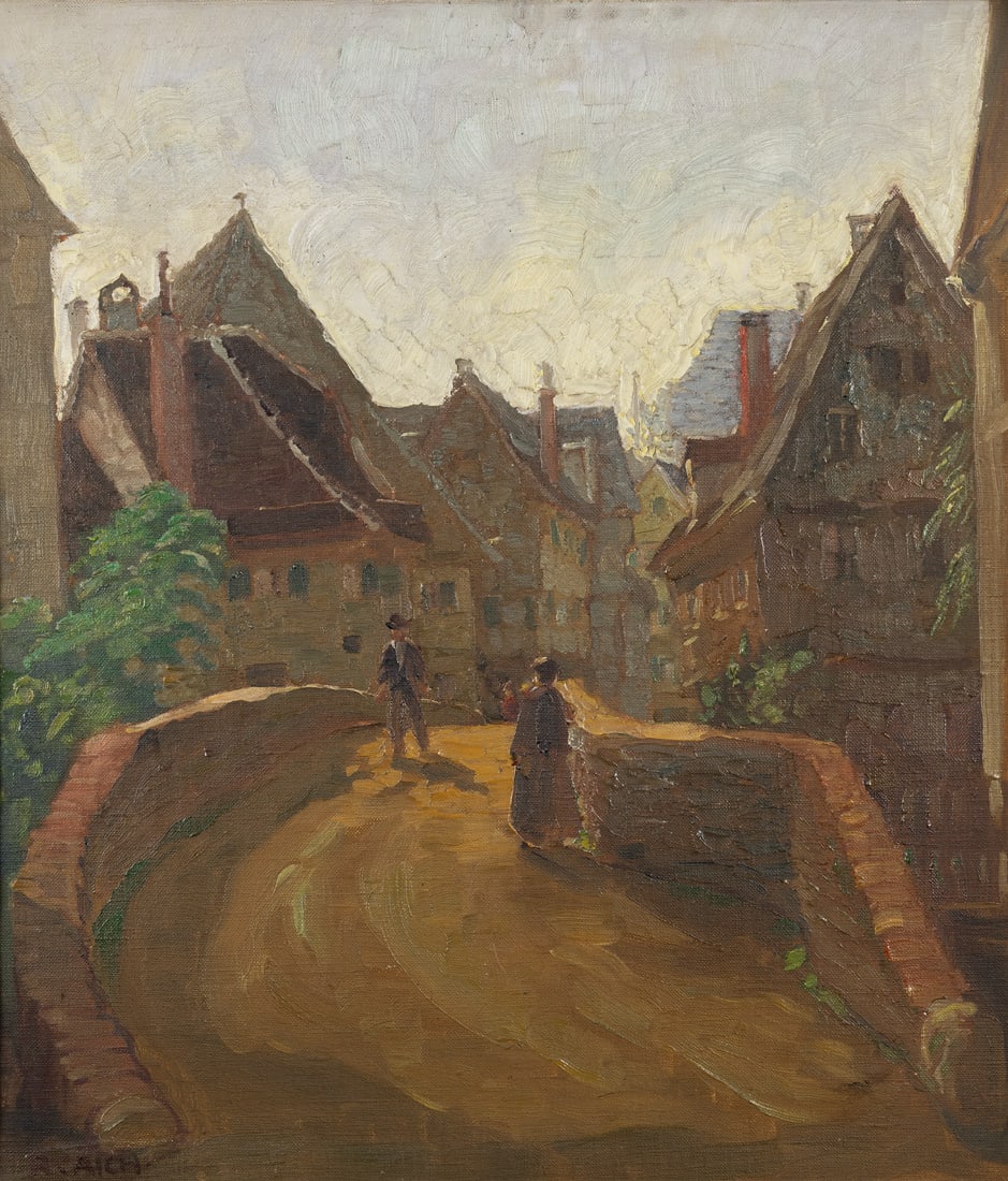 Aich, Richard: Aich, Richard Geislingen, 1886 - Ulm, 1975 53,5 x 46,5 cm, R. Alt-Ulm. Oil on canvas. Signed. Private property, Baden-Württemberg. Aich, Richard Geislingen, 1886 - Ulm, 1975 53,5 x 46,5 cm, R.