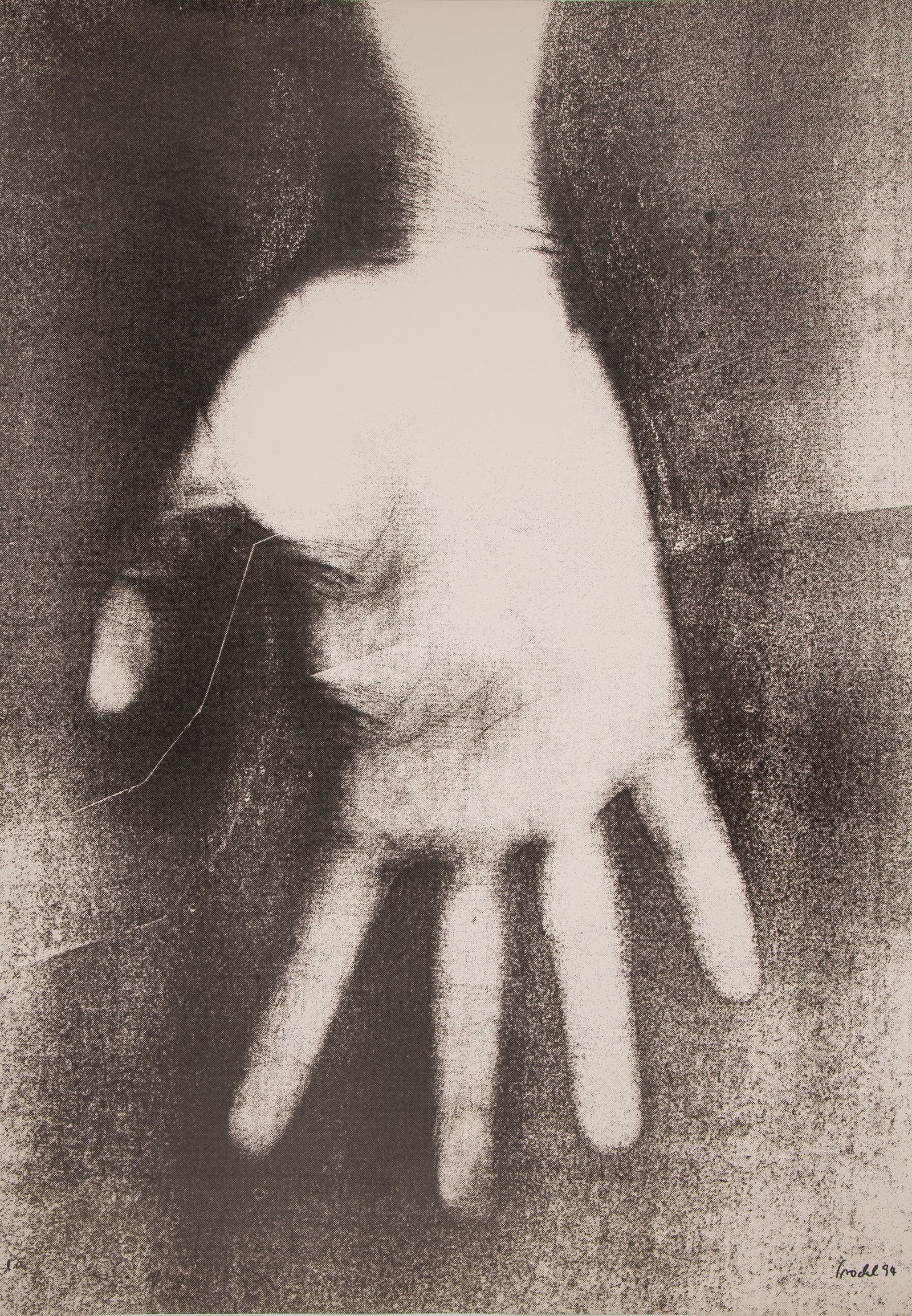 Trockel, Rosemarie: Trockel, Rosemarie Schwerte, 1952 84 x 59,4 cm, o. R. Untitled, 1994. Silkscreen print on light cardboard from "Flagge zeigen". Signed, dated and marked "e.a.". Private collection,