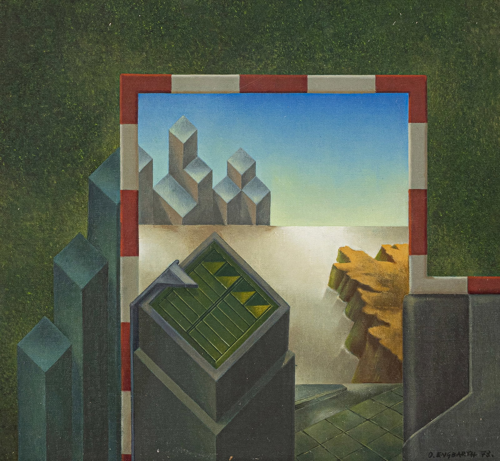 Engbarth, Otto: Engbarth, Otto Erfenbach/Kaiserslautern, 1935 - Stuttgart, 2012 18 x 19,5 cm, R. Untitled, 1973. Oil on canvas, mounted on masonite. Signed and dated in oil at the lower right. Private property,