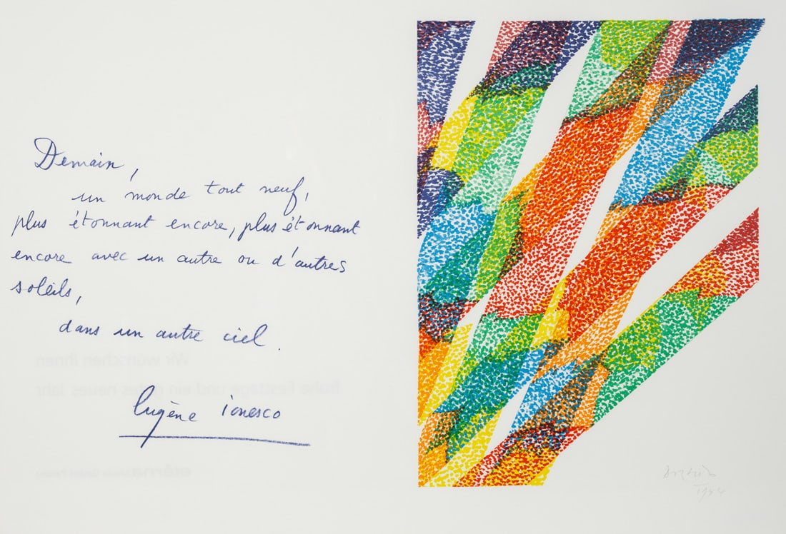 Dorazio, Piero: Dorazio, Piero Rome, 1927 - Perugia, 2005 Blattgröße: 38,5 x 56,5 cm; 33 x 24,7 cm, R. "Eterna", 1984. Lithograph on wove paper. Signed and dated. Erker-Galerie, St. Gallen. Private