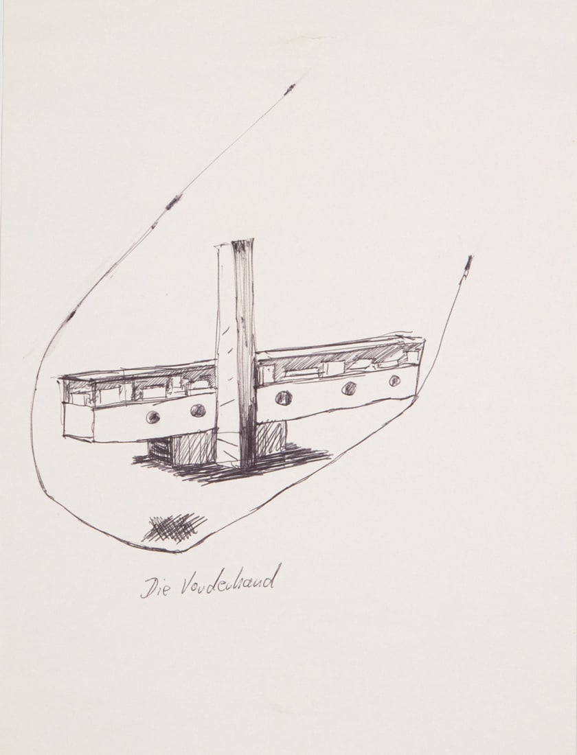Palmtag, Jürgen: Palmtag, Jürgen Schwenningen/Neckar, 1951 Blattgröße: 27,9 x 21 cm, o. R. "Die Vorderhand", 1998. Ballpoint pen on paper. Signed and dated on the reverse. Collection,