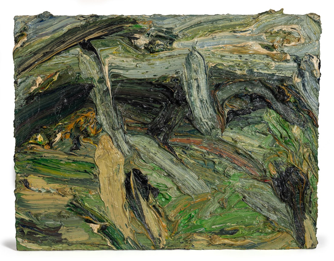 Frank, Ehrenfried: Frank, Ehrenfried 1961 - 2021 55 x 70 cm, o. R. Untitled, 1992. Acrylic on canvas from the "Sommerserie". Signed, dated and inscribed on the reverse. Private collection, Süddeutschland. Frank,
