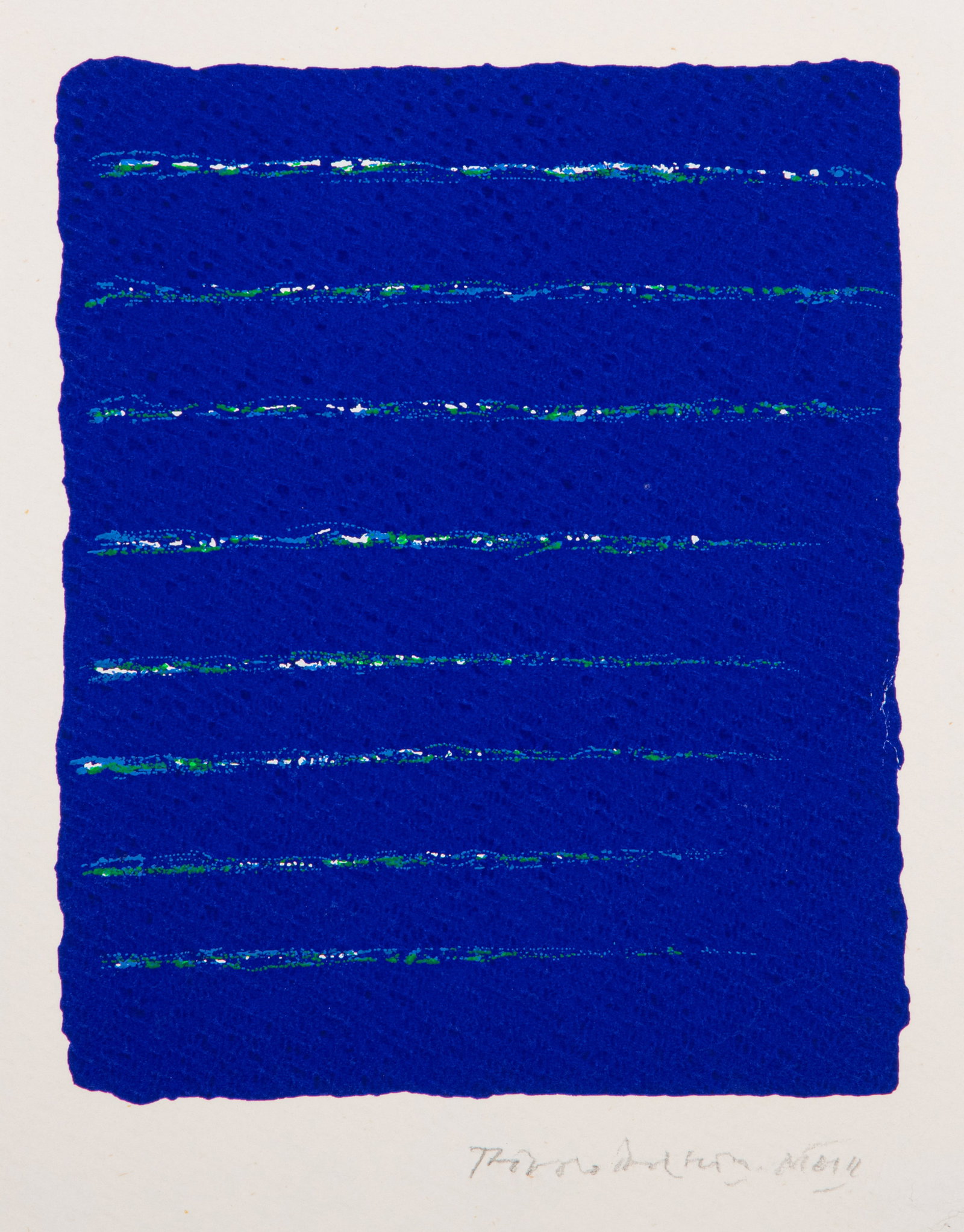 Dorazio, Piero: Dorazio, Piero Rom, 1927 - Perugia, 2005 Blattgröße: 23 x 18 cm, o. R. Untitled, 2002. Silkscreen print on wove paper. Signed and dated "XXII". Private property, Baden-Württemberg.