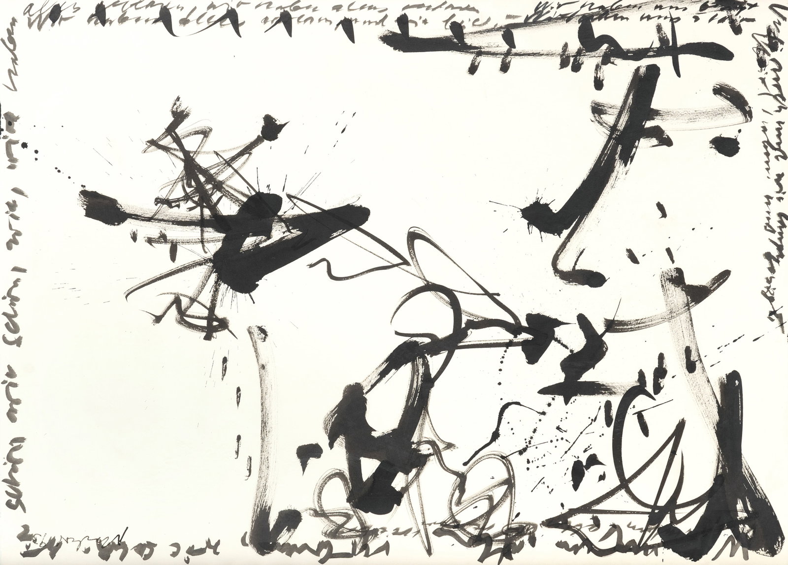 Márkos, András: Márkos, András Csíkszereda, 1950 - Brașov, 2020 Versch., R. 5 works: Untitled, 1993; "König", 1995 - 1996. Ink on wove paper and mixed media on canvas or wove paper. All
