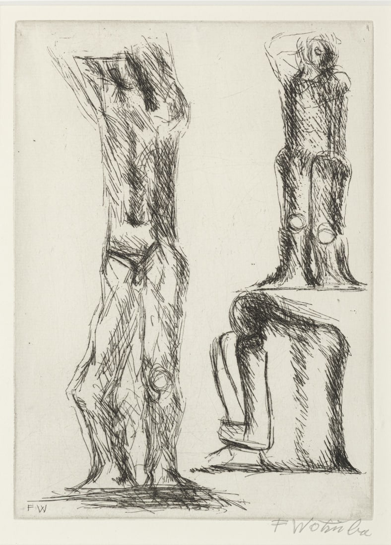 Wotruba, Fritz: Wotruba, Fritz Wien, 1907 - 1975 25 x 18 cm, R. Hommage à Michelangelo, 1975. Etching on wove paper. Signed. Private property, Baden-Württemberg. Wotruba, Fritz Wien, 1907 - 1975 25 x 18